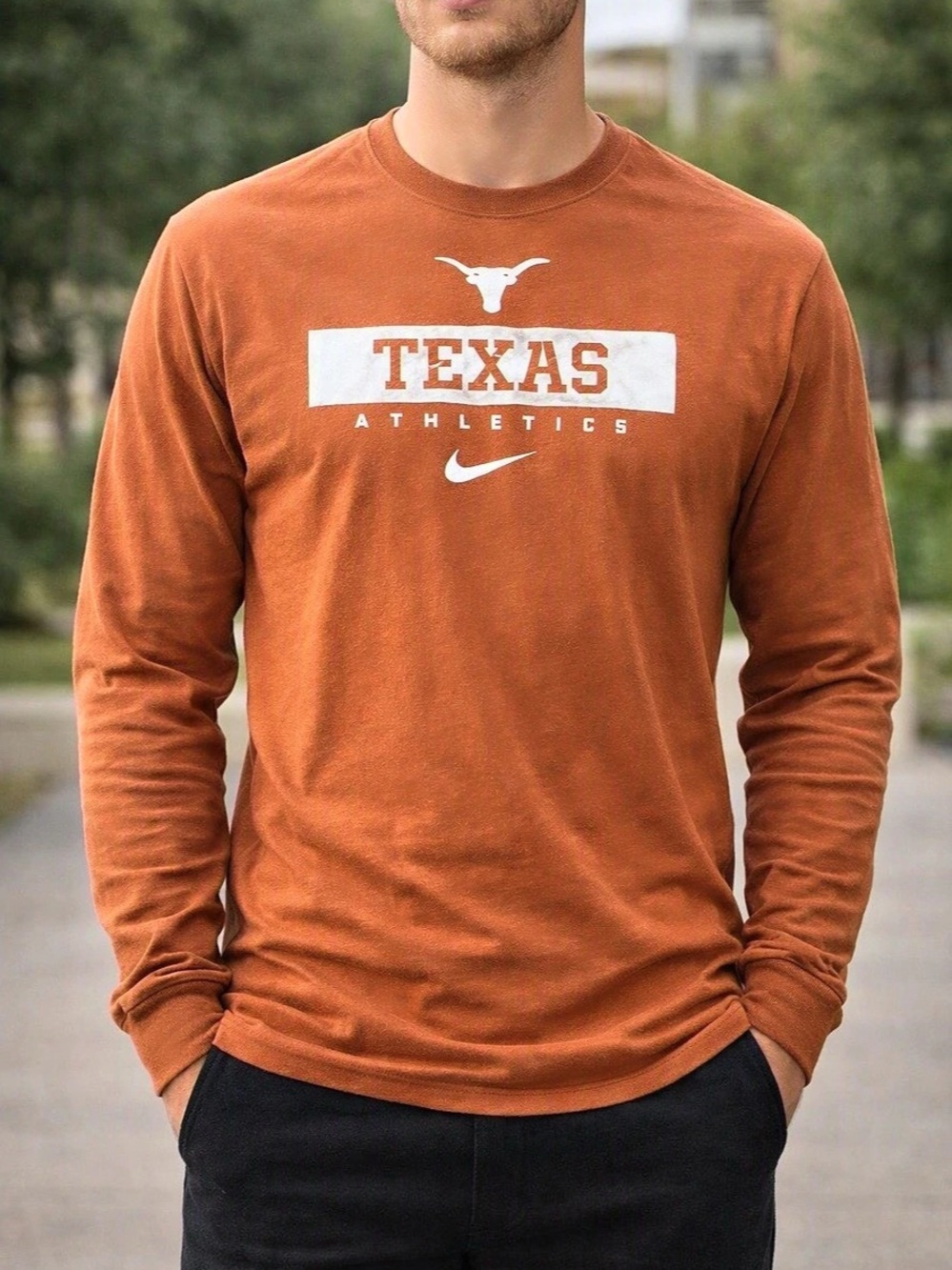 Nike Texas Longhorns Nike Tee Dri-Fit Long Sleeve Orange & White Small